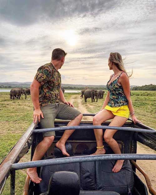 Couple Spending Safari during Honeymoon Tour in Sri Lanka