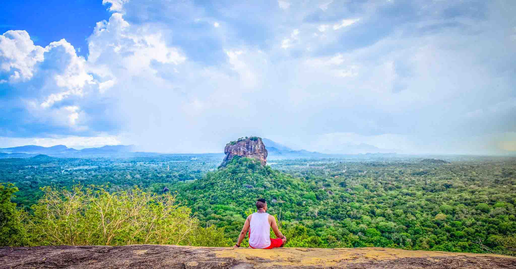 Piduragala Rock in Sri Lanka. The View towards Sigiriya Rock.